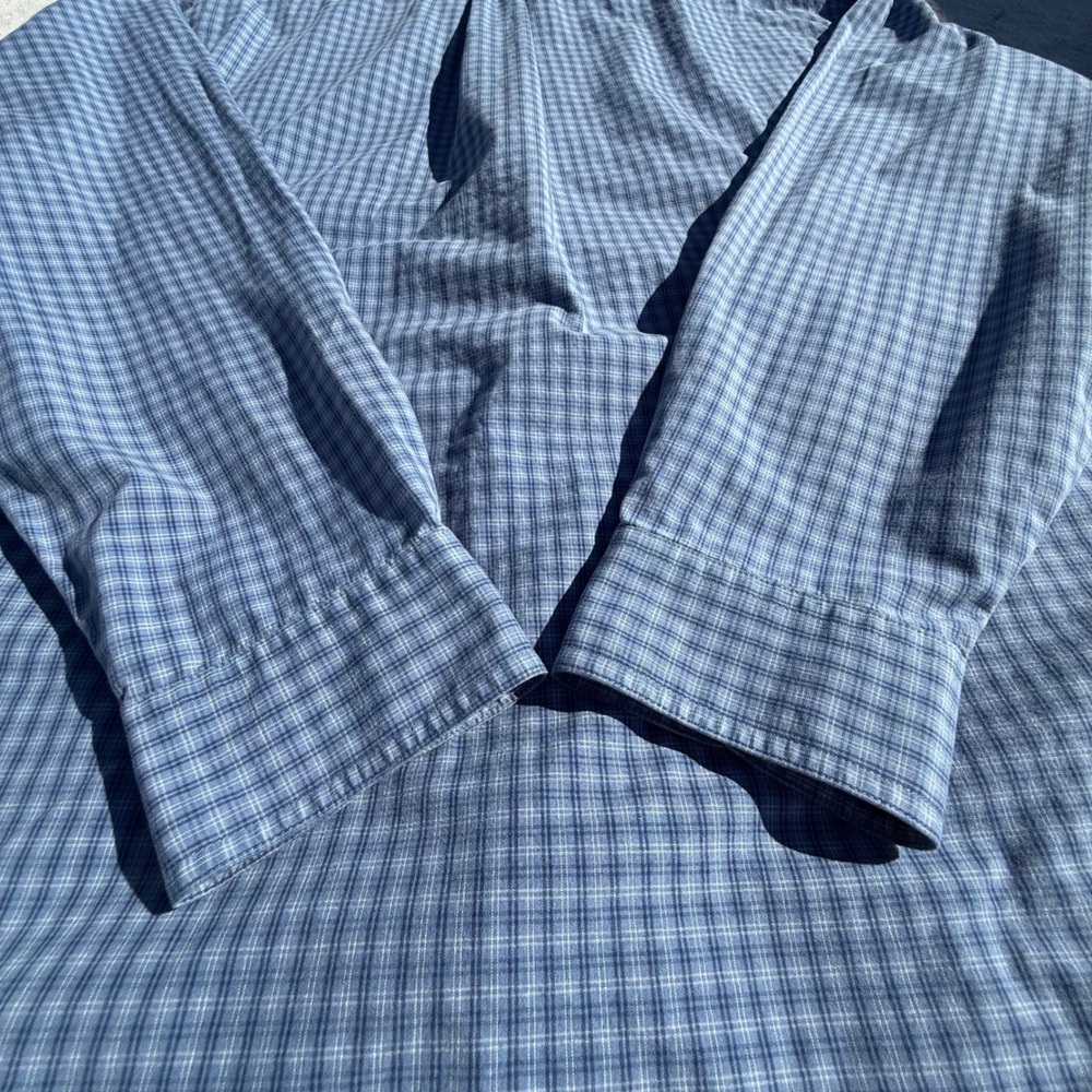 LL Bean Mens Large Tall Blue Plaid Button Down Shirt 100% Cotton Long Sleeve - Picture 8 of 13